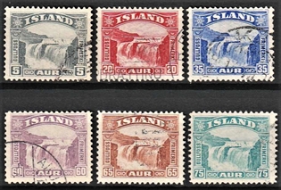 FRIMÆRKER ISLAND | 1930-31 - AFA 150-155 - Gullfoss - Komplet sæt - Stemplet